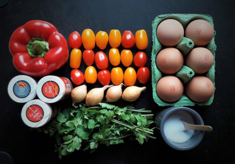 Shakshuka Zutaten. Bild: Eugenia Loginova.